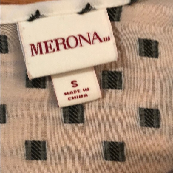 Merona patterned chiffon cream and black shirt - Picture 2 of 3
